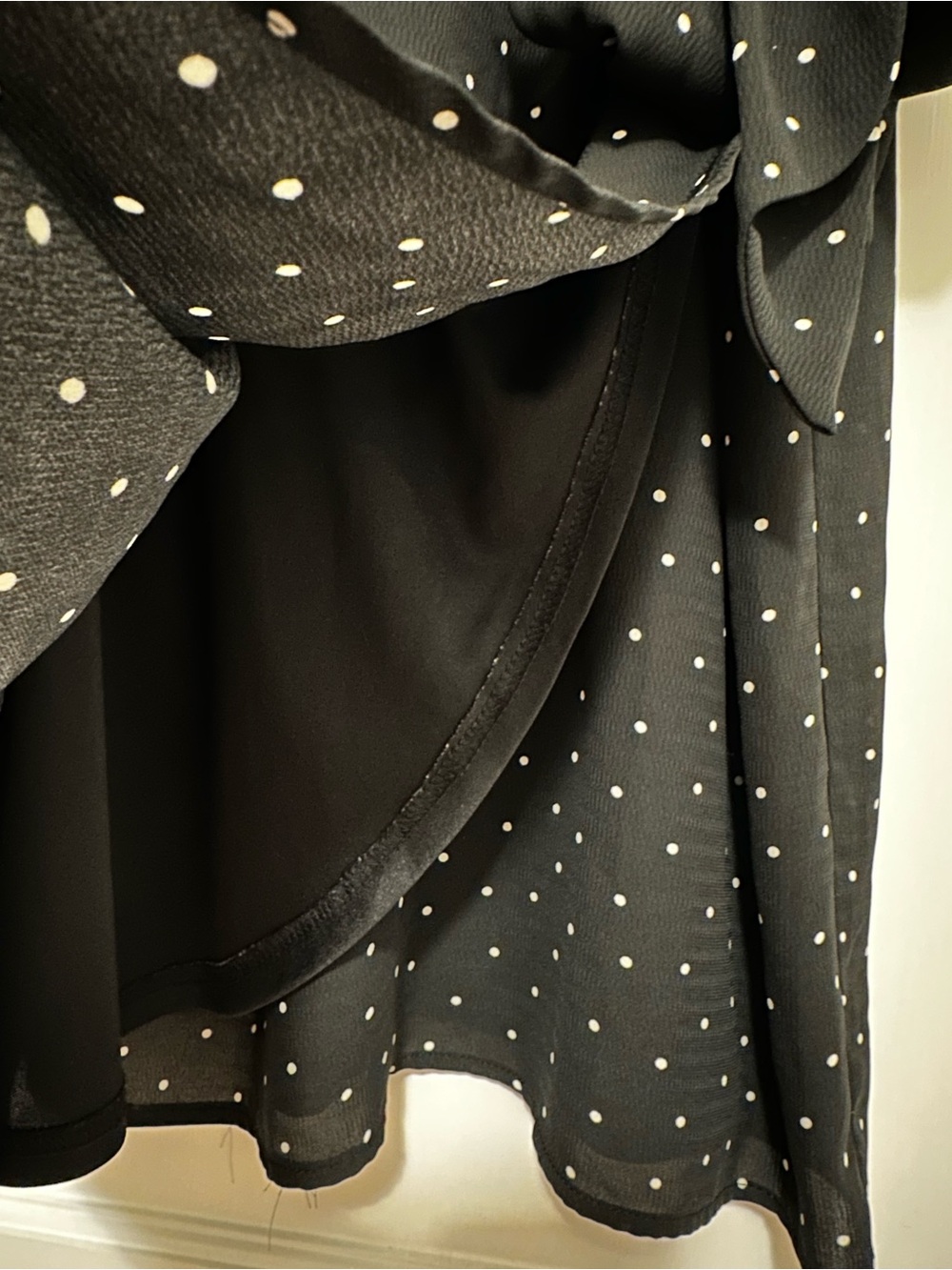 Lulu's Black Polka Dot Wrap Dress with Side Bow Detail - Picture 4 of 9